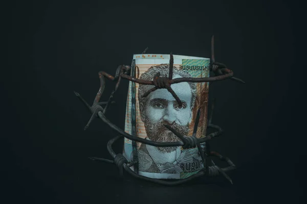 Sanktionen Gegen Armenisches Geld Sanktionen Gegen Armenische 5000 Dram 5000 — Stockfoto