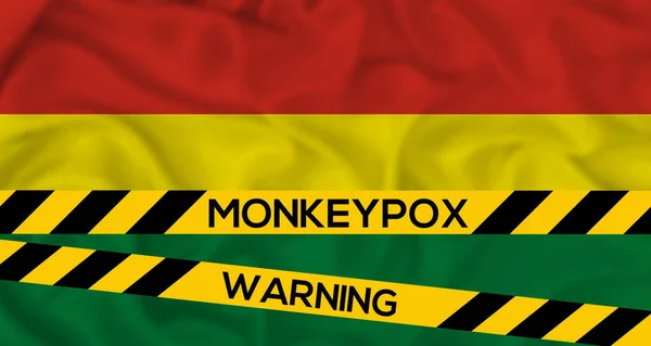 Monkeypox Bolivia Bolivia Bandera Con Cinta Esgrima Con Las Palabras — Foto de Stock