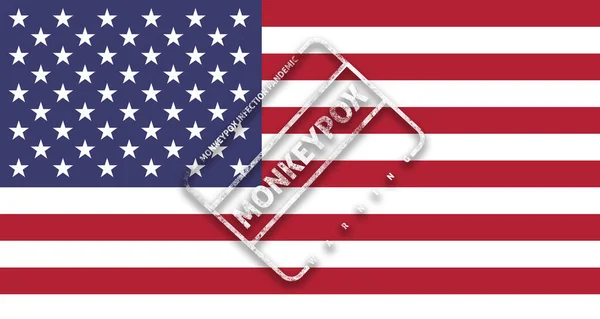 Smittkoppor Apor Usa Flagga Usa Med Stämpel Tillgängliga Pandemisk Infektion — Stockfoto