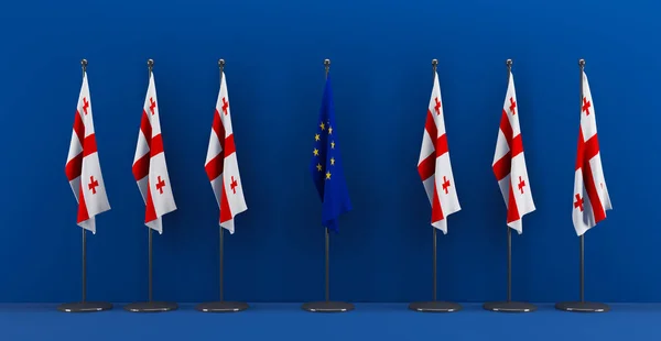 Європа Грузія Прапор Європи Прапор Грузії Європа Проти Грузії Саміт — стокове фото
