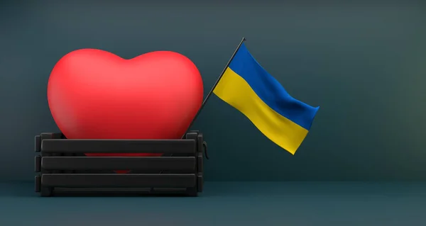 Aime Ukraine Drapeau Ukraine Avec Coeur Espace Copie Travail Image — Photo