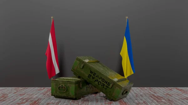 Доставка Зброї Латвії Україну Пакет Військової Допомоги Прапор Латвії України — стокове фото