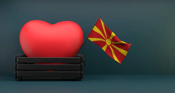 Αγαπώ Βόρεια Μακεδονία Σημαία Βόρειας Μακεδονίας Καρδιά Αντιγραφή Χώρου Τρισδιάστατο — Φωτογραφία Αρχείου