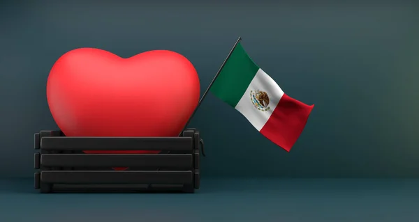 Amo México Bandeira México Com Coração Espaço Cópia Trabalho Imagem — Fotografia de Stock