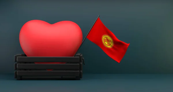 Λατρεύω Κιργιστάν Σημαία Κιργιζία Καρδιά Αντίγραφο Χώρο Έργο Και Εικόνα — Φωτογραφία Αρχείου