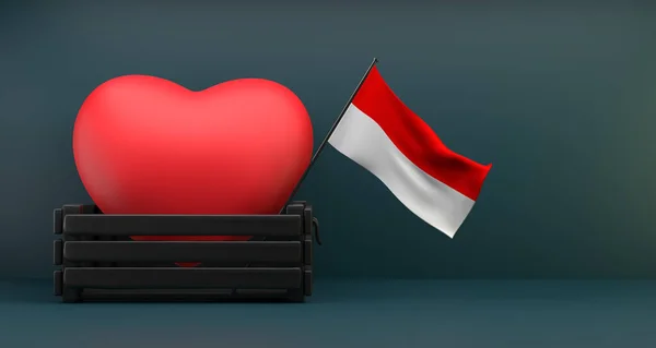 Encanta Indonesia Bandera Indonesia Con Corazón Espacio Para Copiar Trabajo — Foto de Stock