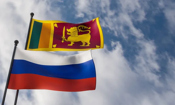 Sri Lanka and Russia flags. Blue sky and flag Sri Lanka and Russia, 3D work and 3D image