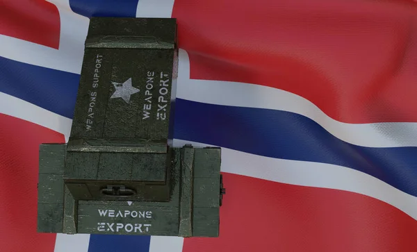 Supporto Armi Norvegia Pacchetto Aiuti Militari Consegna Armi Bandiera Norvegia — Foto Stock