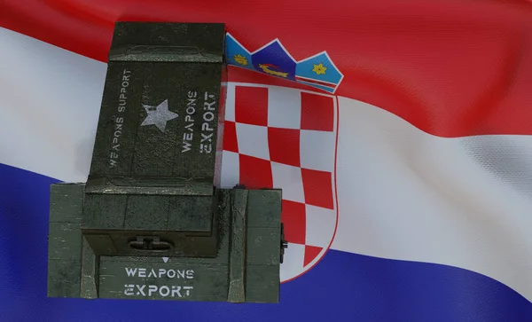 Wsparcie Broni Pakiet Chorwackiej Pomocy Wojskowej Dostawa Broni Flaga Chorwacji — Zdjęcie stockowe