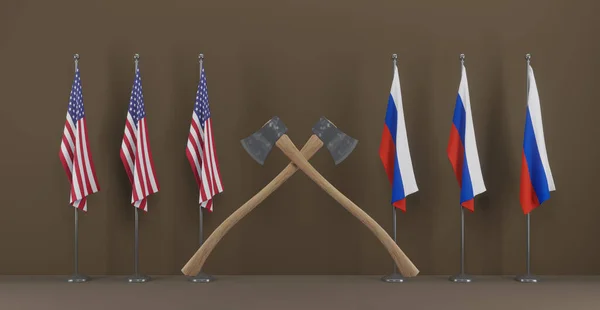 Eua Rússia Bandeiras Dos Eua Rússia Eua Rússia Guerra Mundial — Fotografia de Stock