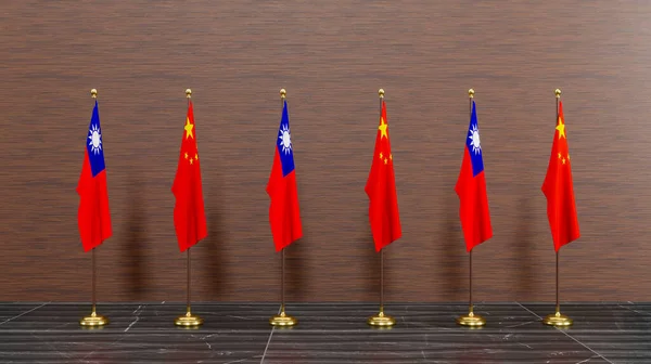Tajvan Kína Zászlók Tajvan Kína Tajvan Kína Világháború Válság Koncepció — Stock Fotó