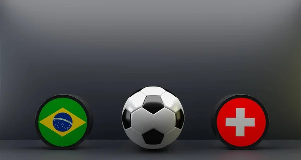 Чемпионат Мира Футболу 2022 Бразилия Швейцария Флаг Бразилии Швейцарии Футбол — стоковое фото