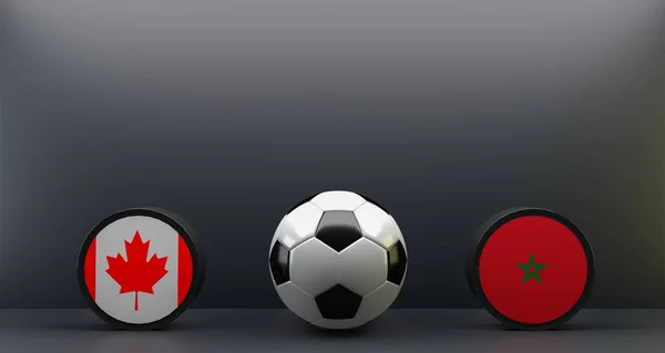 Чемпионат Мира Футболу 2022 Канада Марокко Флаг Канады Марокко Футбол — стоковое фото