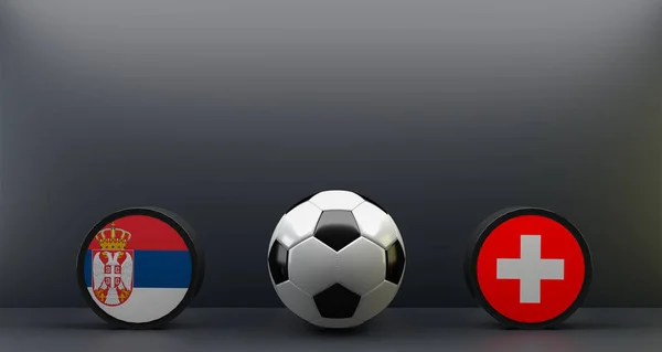 Чемпионат Мира Футболу 2022 Сербия Швейцария Флаг Сербия Швейцария Футбол — стоковое фото