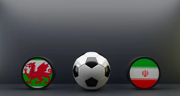 Чемпионат Мира Футболу 2022 Уэльс Иран Флаг Уэльса Ирана Футбол — стоковое фото