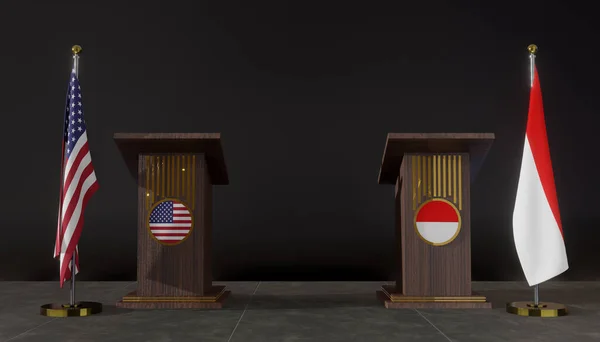 Banderas Estados Unidos Indonesia Bandera Estados Unidos Indonesia Negociaciones Entre — Foto de Stock