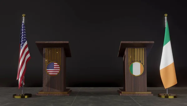 Flagi Stanów Zjednoczonych Irlandii Flaga Usa Irlandii Negocjacje Usa Irlandii — Zdjęcie stockowe