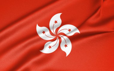 Hong Kong bayrağı, Hong Kong bayrağı, Hong Kong kumaş bayrağı. 3B çalışma ve 3B resim