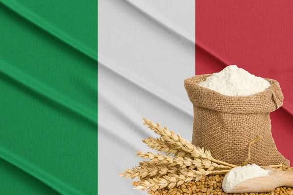 Italië Graancrisis Concept Wereldwijde Hongercrisis Achtergrond Vlag Italië Tarwe Graan — Stockfoto