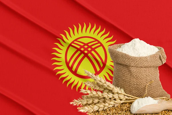 Криза Зерна Киргизстану Концепція Глобальної Голодної Кризи Тлі Прапора Киргизстану — стокове фото