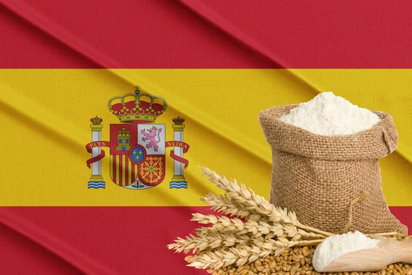 Espanha Crise Grãos Concept Global Hunger Crisis Fundo Bandeira Espanha — Fotografia de Stock