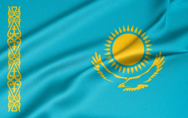 Національний Прапор Казахстану Казахстан Прапор Тканинний Прапор Казахстану Робота Зображення — стокове фото