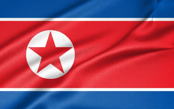 Bandeira Nacional Coreia Norte Bandeira Coreia Norte Bandeira Tecido Coreia — Fotografia de Stock