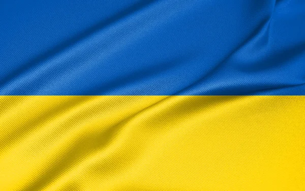 Nationale Vlag Oekraïne Oekraïense Vlag Stof Vlag Oekraïne Werk Beeld — Stockfoto