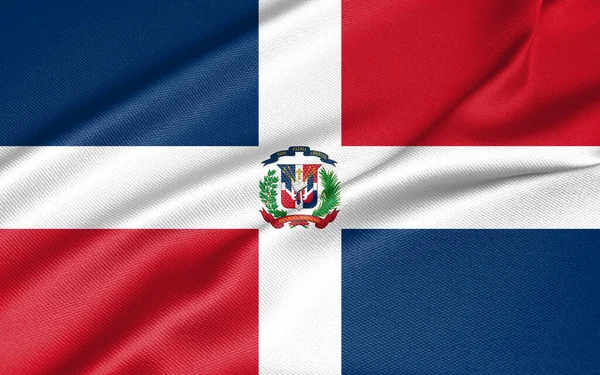 National flag Dominican Republic, Dominican Republic flag, fabric flag Dominican Republic. 3D work and 3D image