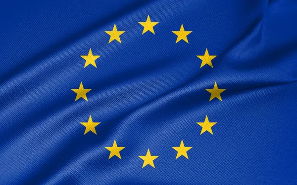 National flag European Union, European Union flag, fabric flag European Union. 3D work and 3D image