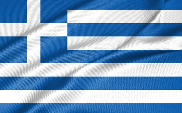 希腊国旗 希腊国旗 希腊面料国旗 3D作品和3D图像 — 图库照片