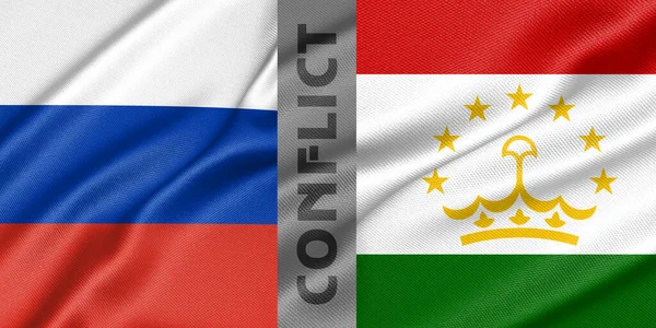Conflict Russia Tajikistan War Russia Tajikistan Fabric National Flag Russia — Stock Photo, Image