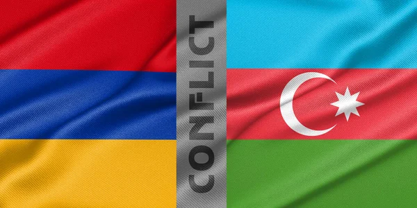 Conflict Armenia Azerbaijan War Armenia Azerbaijan Fabric National Flag Armenia — Stock Photo, Image