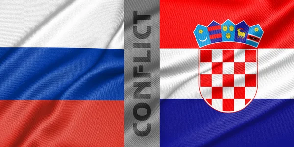 紛争ロシアとクロアチア 対ロシアとクロアチアの戦争 国旗ロシアと国旗クロアチア 戦争危機の概念 3D作品と3D画像 — ストック写真