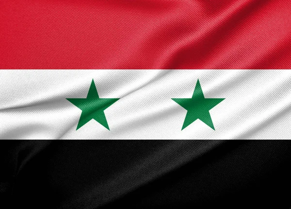 Flaga Narodowa Syria Flaga Syrii Flaga Tkaniny Syria Prace Obraz — Zdjęcie stockowe