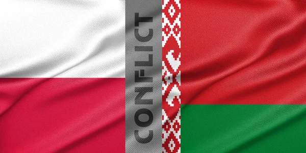 Polonya Belarus Bayrakları Polonya Belarus Bayrağı Polonya Ile Belarus Çatışması — Stok fotoğraf
