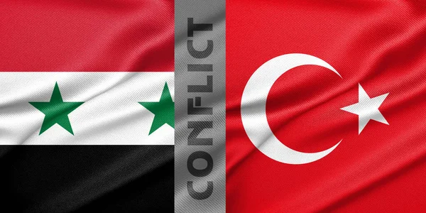 Flagi Syrii Indyka Flaga Syria Flaga Indyk Konflikt Syria Indyk — Zdjęcie stockowe