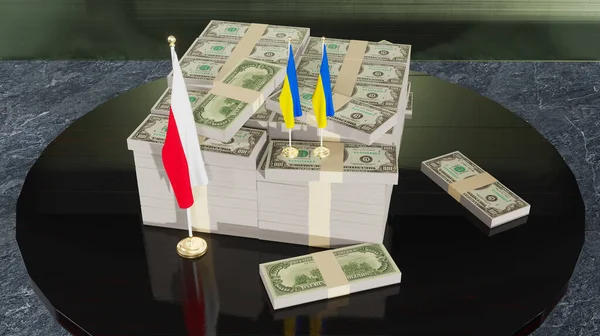 Assistência Financeira Ucrânia Polônia Apoio Ucrânia Ajuda Financeira Polônia Trabalho — Fotografia de Stock