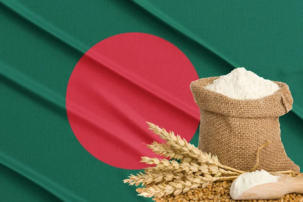 Bangladesi Gabonaválság Koncepció Globális Éhínség Válság Háttérben Zászló Bangladesi Búza — Stock Fotó