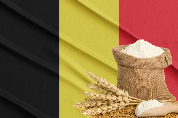 Belgische Graancrisis Concept Wereldwijde Hongercrisis Achtergrond Vlag Belgische Tarwe Graan — Stockfoto