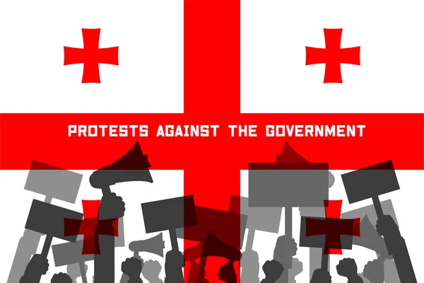 Reunião Geórgia Fundo Bandeira Geórgia Protestos Povo Georgiano Contra Governo — Fotografia de Stock