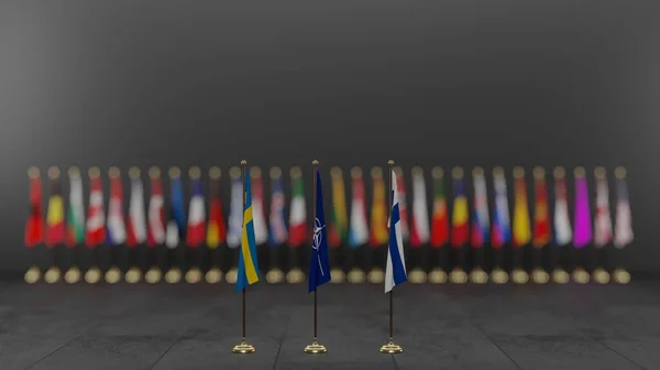 Nato Member Countries Flags Flags Nato Members Nato Summit Finlandia — Stockfoto
