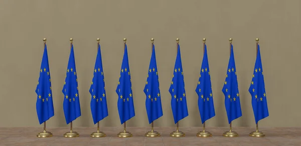 Cumbre Concepto Reunión Unión Europea Banderas Unión Europea Ilustración Trabajo — Foto de Stock