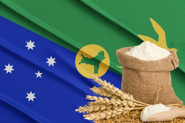 Christmas Island grain crisis, Concept global hunger crisis, On background Flag Christmas Island wheat grain. Concept of growing wheat in Christmas Island, 3D work and 3D image