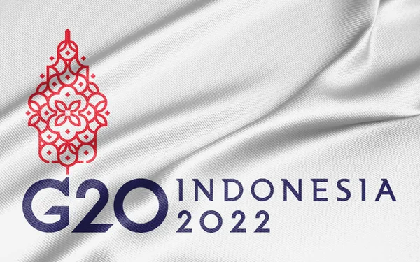 Flag G20 Indonesia Flag Members G20 White Flag Text Copy — Stock Photo, Image