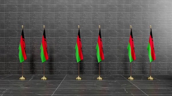 马拉维国旗 马拉维国旗的黑色背景 3D作品和3D图像 — 图库照片