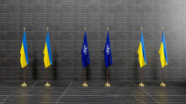 Украина Нато Флаг Украины Флаг Нато Саммит Нато Работа Иллюстрация — стоковое фото