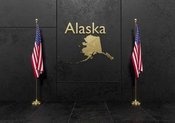 War Alaska Russia Usa Flag Usa Map Alaska Struggle Alaska — Foto de Stock