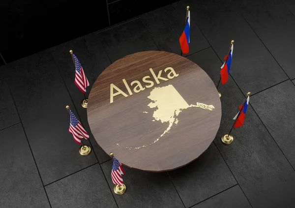 War for Alaska, Russia and USA,  Flag of USA and flag of Russia, the struggle for Alaska,  Russia USA, world war crisis concept, 3D work and 3D image (2)