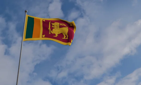 Σημαία Σρι Λάνκα Στο Παρασκήνιο Μπλε Ουρανός Έργο Και Εικόνα — Φωτογραφία Αρχείου